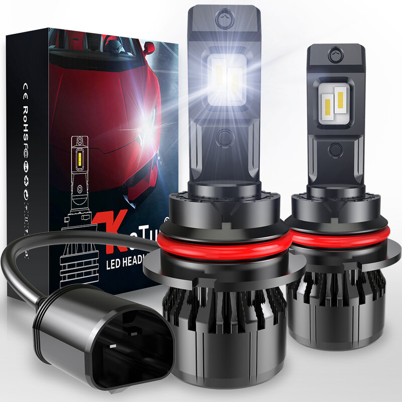 2x High Power 9007 HB5 LED Headlight Mini Size Headlamp 14000LM 6000K Car Lamps Super Bright Plug and Play Car Headlight Bulbs
