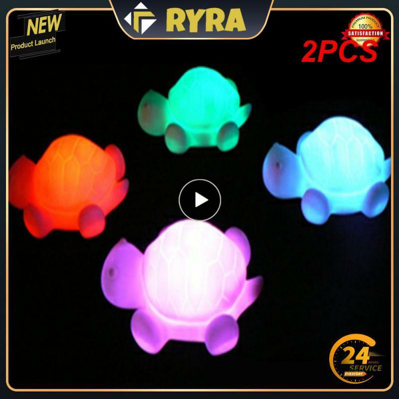 Mini LED Night Light Tortoise Props, Touch Light, Mudança de cor, esmalte, iluminação interior, festa, 2pcs