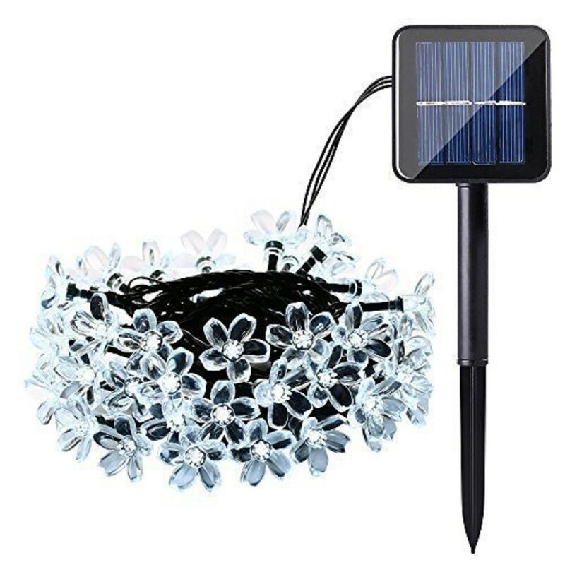 Светодиодная уличная гирлянда на солнечной батарее, водонепроницаемый садовый шнурок для создания атмосферы, Рождественское украшение, садовая лампа