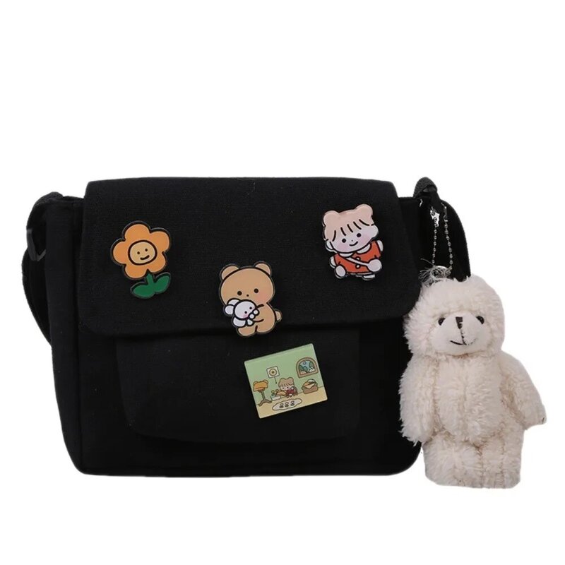 Mini Canvas Shoulder Bags, Cartoon Handbags, Canvas Pendant, Crossbody Bag, Alta qualidade