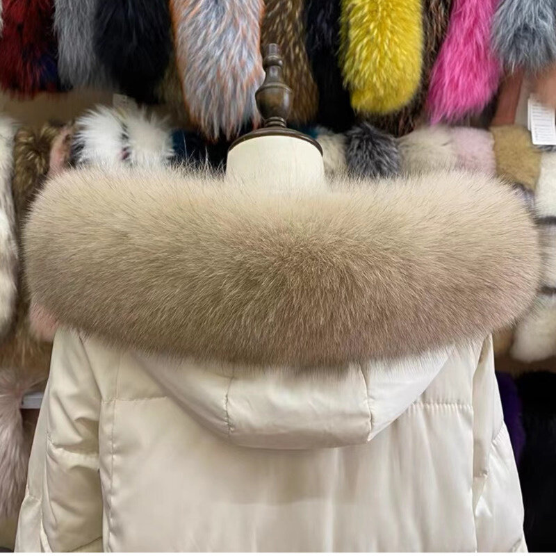 Colarinho de pele raposa para mulheres, casaco de inverno, colarinho peludo, aquecedor de pescoço, cachecol, xales, lenços naturais, feminino
