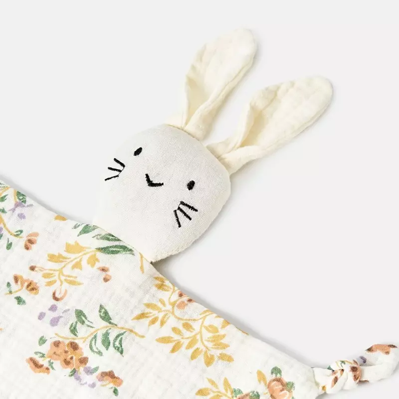 Calma apaciguar Baberos toalla muñeca durmiente Manta algodón manta seguridad lindo conejo juguete para acurrucarse