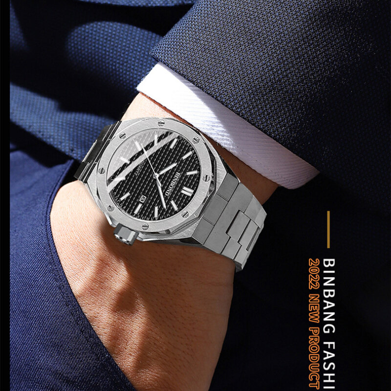 Reloj De cuarzo De lujo para hombre, pulsera deportiva luminosa De acero inoxidable con indicador De fecha, Original