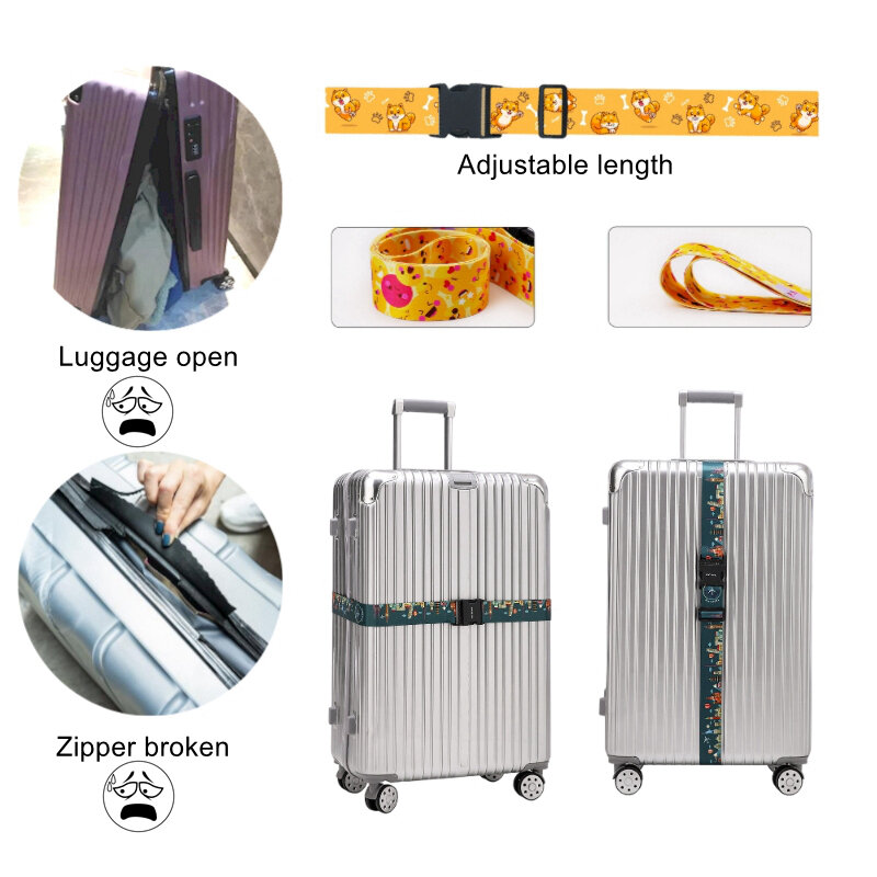 Дорожный ремешок для багажа, регулируемый упаковочный ремень, аксессуары для багажа, периметр 180 см