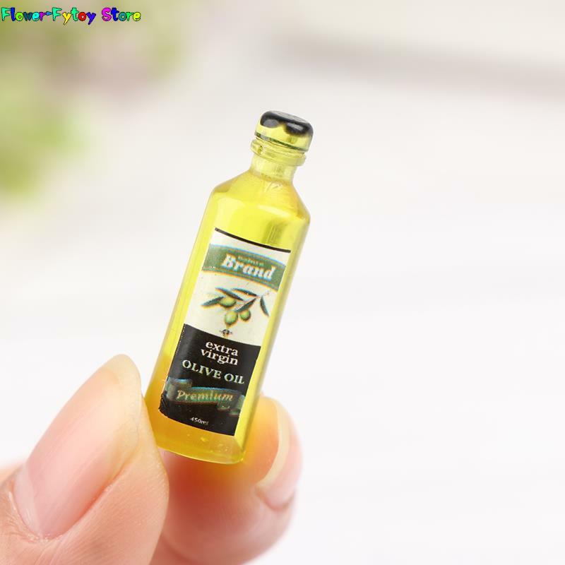 Mini bouteille d'huile d'olive en résine Kawaii, maison de courses miniatures, cabochon bricolage, simulation de nourriture, décoration d'intérieur, 6 pièces par lot