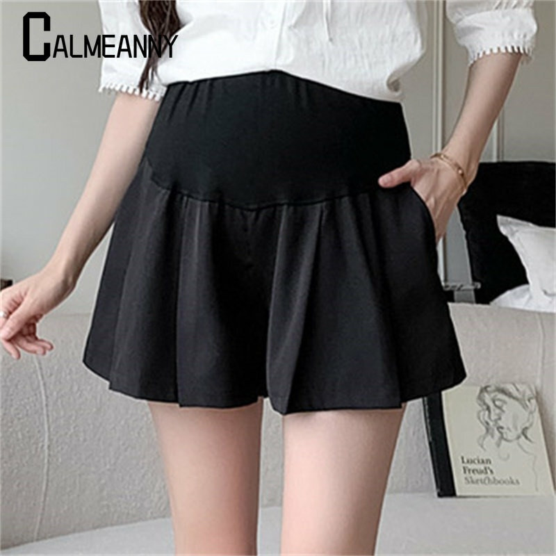 Women Shorts 2023 Summer Fashion New Style Korean Edition Solid Basic Loose Versatile High Waist Wed Leg Maternity Clothes Trend