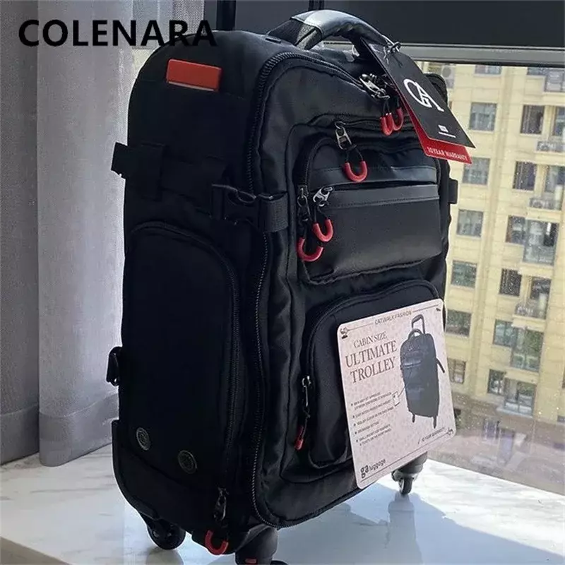 Colenara กระเป๋าเดินทางขนาด20นิ้วสำหรับผู้ชาย, กระเป๋าเดินทางอเนกประสงค์ทำจากผ้าอ๊อกซ์ฟอร์ดมีล้อลาก