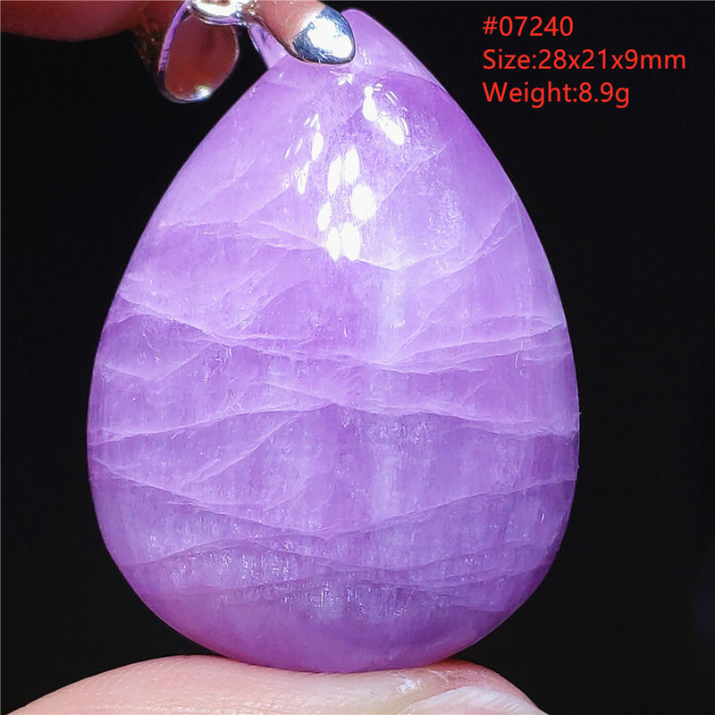 Colgante de gota de agua de kunzita púrpura Natural, joyería para mujeres y hombres, collar de ojo de gato de kunzita púrpura, corazón ovalado, cristal AAAAAA