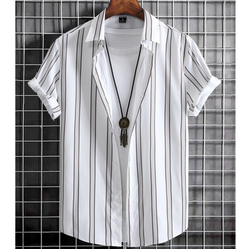 男性用の3Dストライププリント半袖Tシャツ,特大のゆったりとしたブラウス,上質な夏服