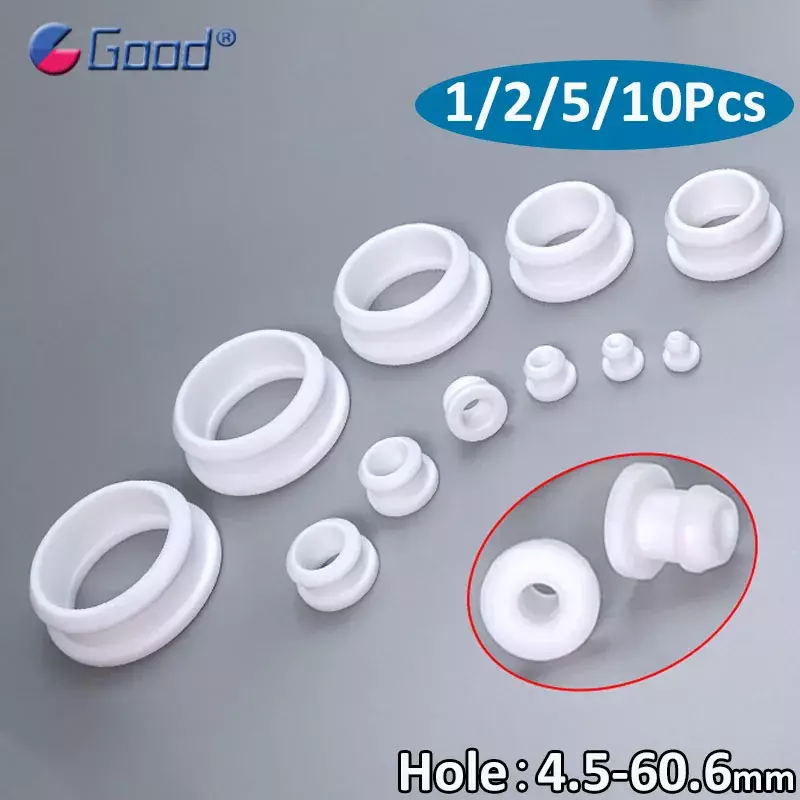 White Snap on Silicone Rubber Grommet Plug Round Hollow Wire Cable Protect Rings 4.5/5/5.5/6/6.5/7/7.5/8~50.6mm