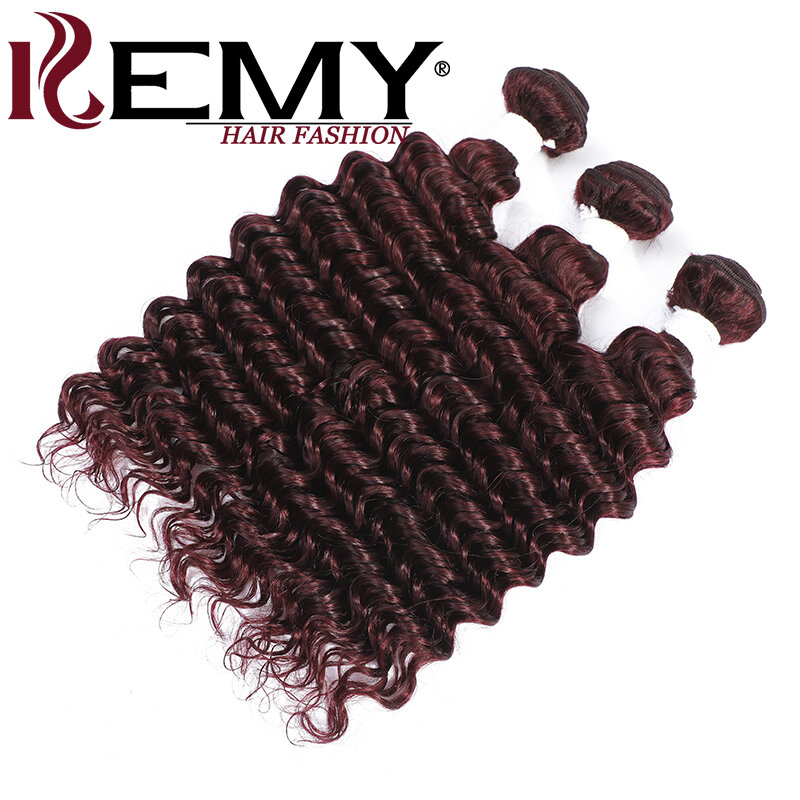 Deep Wave Human Hair Bundles 99J Brown Colored Human Hair Weave Bundles 8-26 Inches Brazilian Remy Hair Bundle Deals 1/3/4 PCS