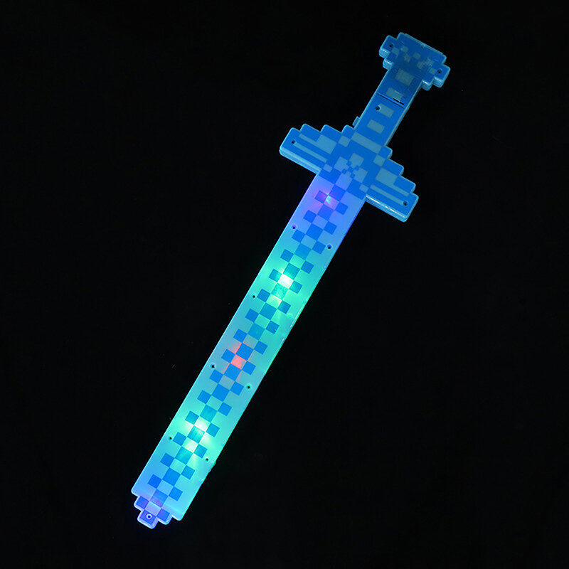 Grande LED luminosa cartoon espada para crianças, brinquedo mosaico, Flash, bonito, 1pc