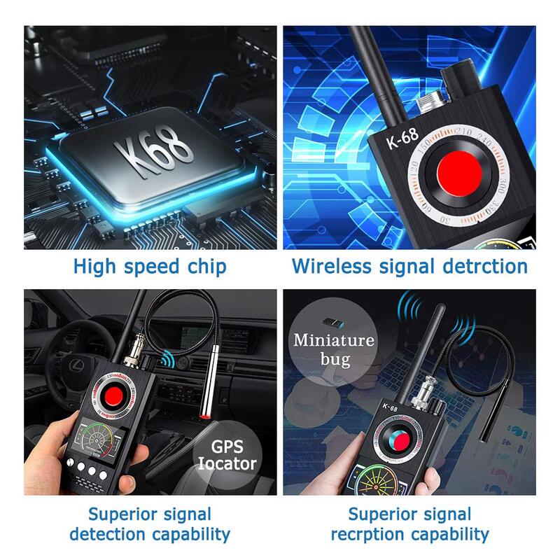 K68 detektor sinyal nirkabel, pencari Bug RF detektor Anti penyadap kamera Anti Candid pelacak lokasi GPS