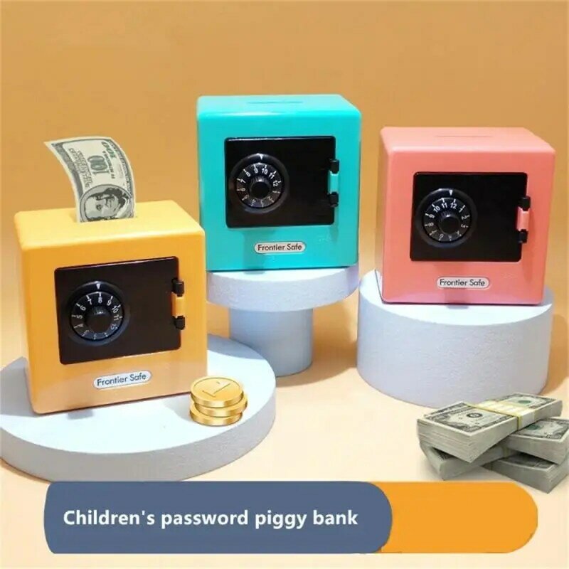 Kotak penyimpan uang anak, kotak penyimpanan simulasi pengunci kode koin penghemat uang untuk hadiah rumah tangga 1 ~ 8 buah