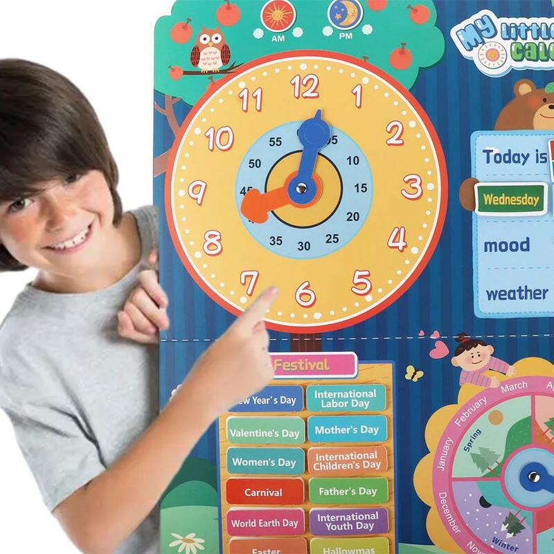 Time Early Education Toy Weather Emotion Calendar Table Cognitive Card Children Awareness Card Wall Chart Kids Paste Card
