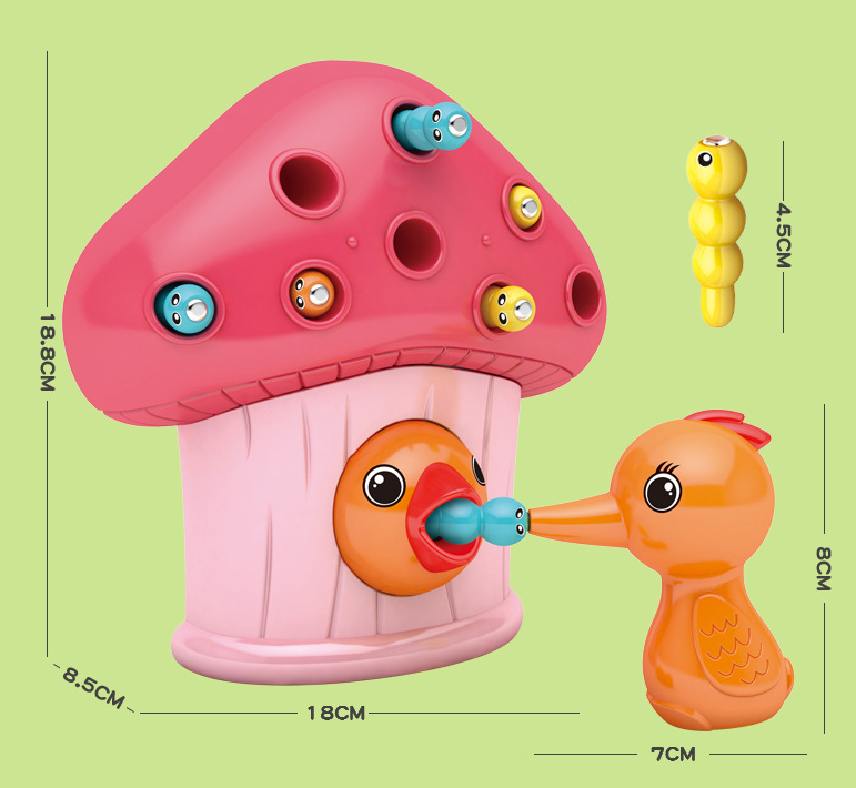 Magnetischer Specht fangen Futters piel Montessori Spielzeug Kinder magnetische Vogel Raupen Spielzeug Set für Mädchen Junge Lernspiel zeug