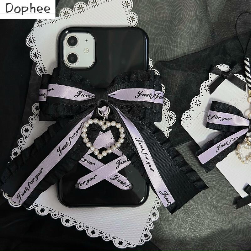 Dophee Bowknot Love Pearl Spice Caso de telefone móvel para meninas, capas de telefone macio para iPhone 12, 13, 14, 15 Pro Max, Y2K Lolita, original