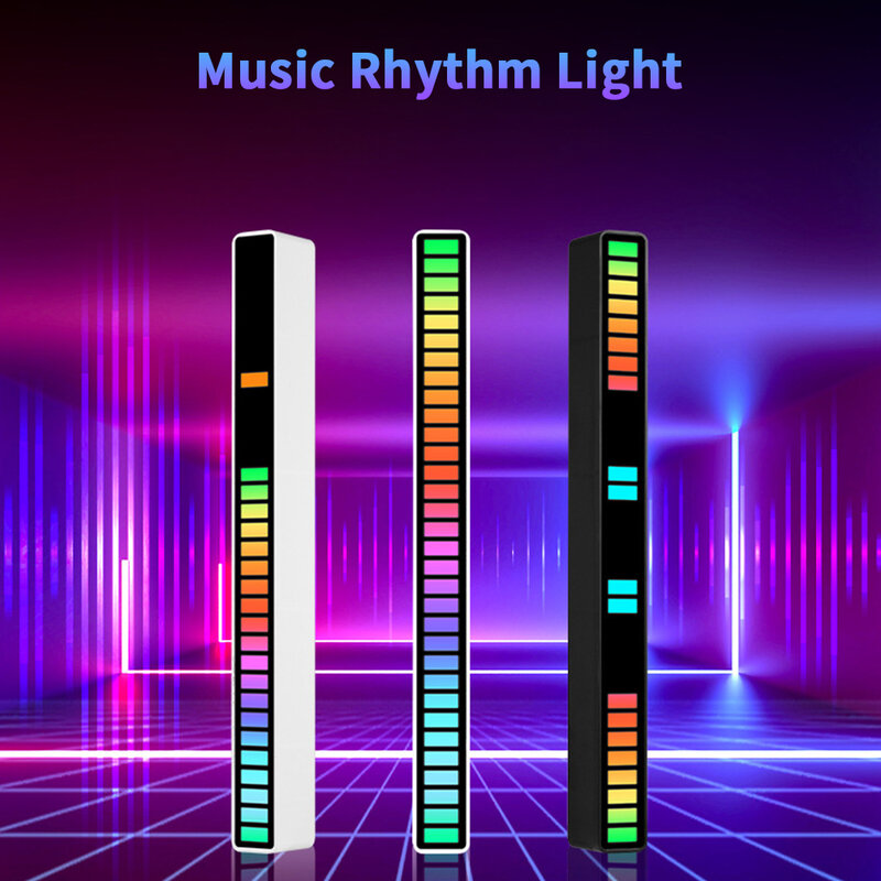 RGB LED Strip Light Sound Control Pickup Voice Activated Rhythm Lamp Music Atmosphere Light USB Charging Home Bar Ambient Light