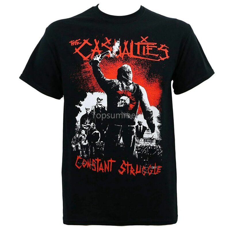 King'S Road The Casualties Men'S Constant Struggle T-Shirt Black Short Sleeves New Fashion T Shirt Men Clothing Top Tee
