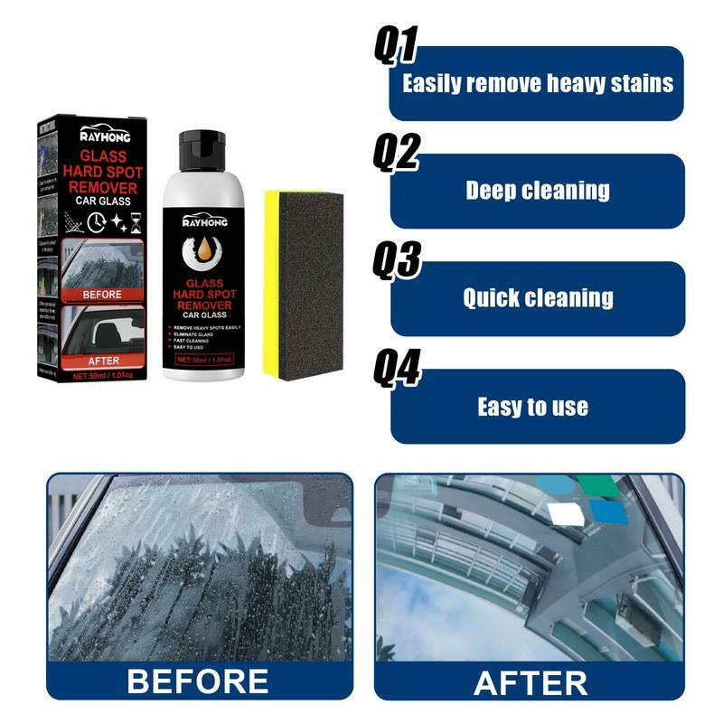 กระจกรถยนต์ทำความสะอาดลึกวางขัด | 50Ml เซรามิคเคลือบสำหรับรายละเอียดอัตโนมัติ | Hard Water Spot Remover สำหรับกระจกรถยนต์