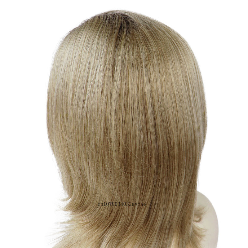 Blond Peruki dla Kobiet Syntetyczne Włosy Krótki Bob Peruka z Boczną Grzywką Naturalne Proste Fryzury Mama Peruka Codziennego Użytku Stroje Cosplay