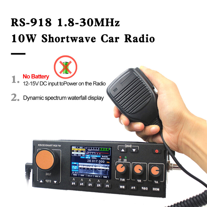 Il ricetrasmettitore recente del prosciutto di 10-15W RS-918 SSB HF SDR trasmette il ricevitore Mobile di potenza TX 0.5-30MHz