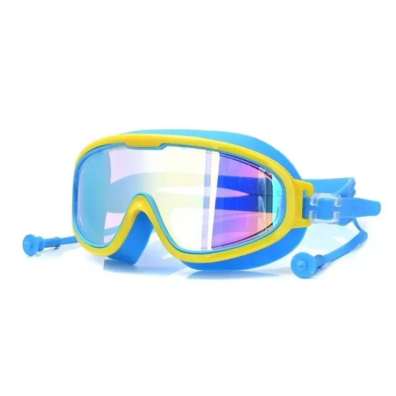 Occhialini da nuoto per esterni con montatura grande occhiali da nuoto antiappannamento con ampia vista con tappi per le orecchie sport acquatici per uomo donna bambini