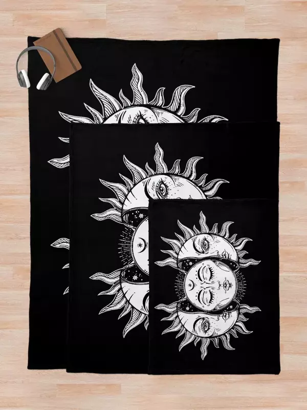 Sun and moon Throw Blanket anime halloween blankets and throws Blankets