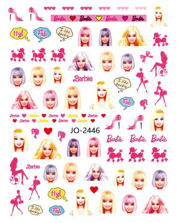Autocollants pour ongles de dessin animé Barbie, décalcomanies pour nail art, fournitures de décoration de manucure, accessoires pour enfants, jouets de fête cosplay, bricolage, mignon