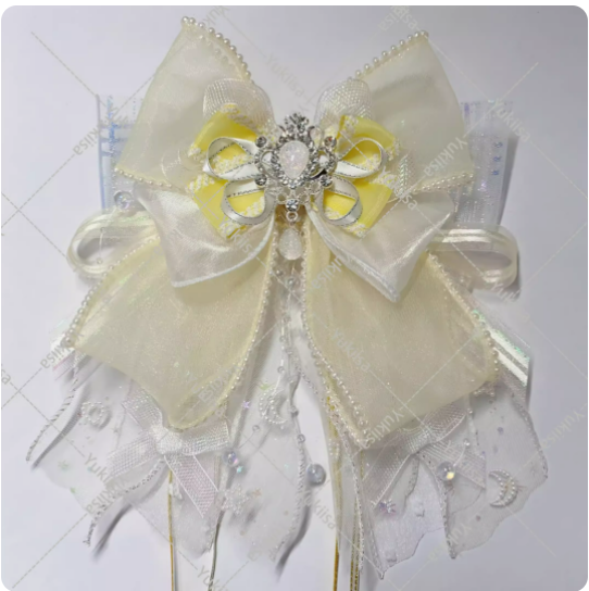 2024 Hand-Made Bow Concert Light Fan Baji Support Concert Light Stick Decorative Diy Accessories Lolita Headdress Edge Clip