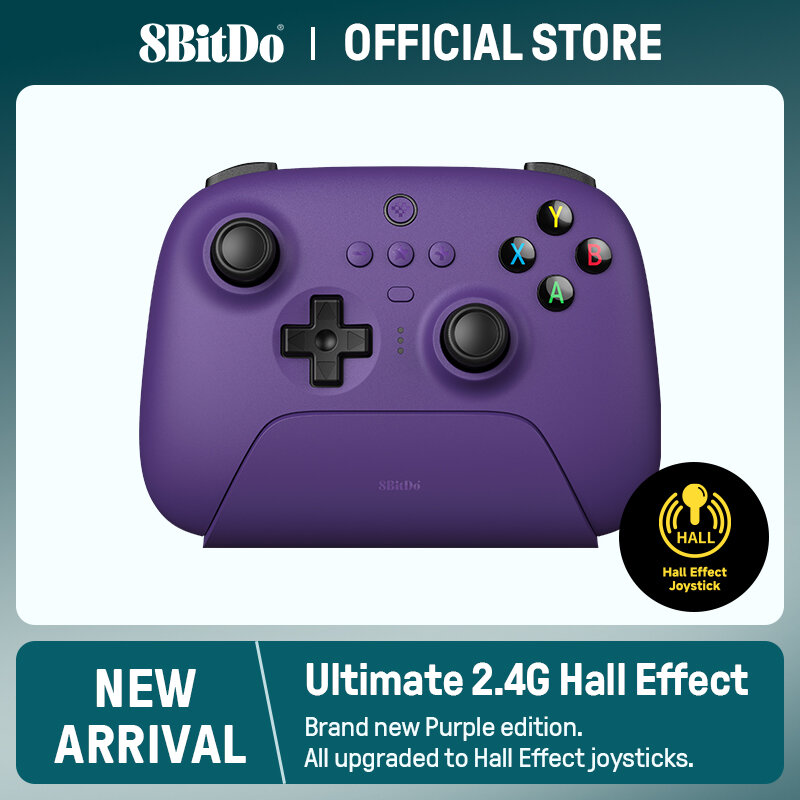 8BitDo-pembaruan Joystick efek Hall nirkabel 2.4G, pengendali game untuk PC, Windows Steam Deck, Android & iPhone