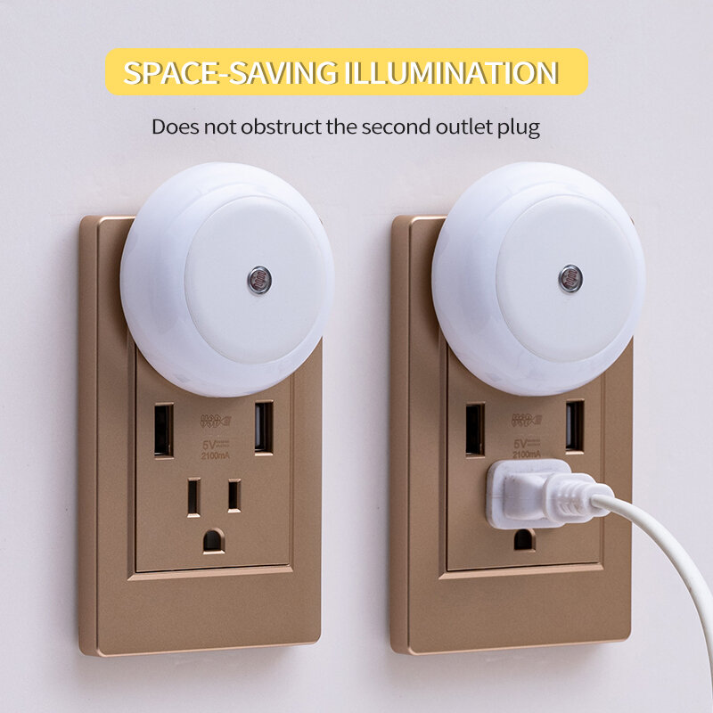 Sensor Cahaya LED Lampu Malam EU/US Plug-In Lampu Dinding Kamar Tidur Dapur Koridor Lampu Tangga Dekorasi Kamar Anak-anak Lampu Malam Nirkabel