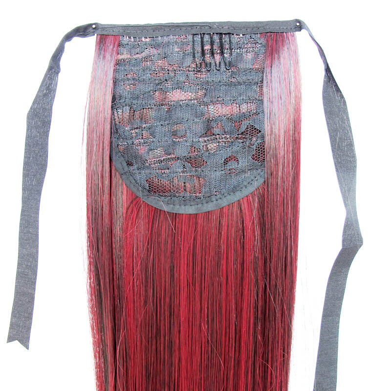 جيدو-ذيل حصان اصطناعي مستقيم لكوسبلاي ، لون أومبير ، شريط إطالة الشعر ، قطعة شعر برباط ، أزرق ووردي