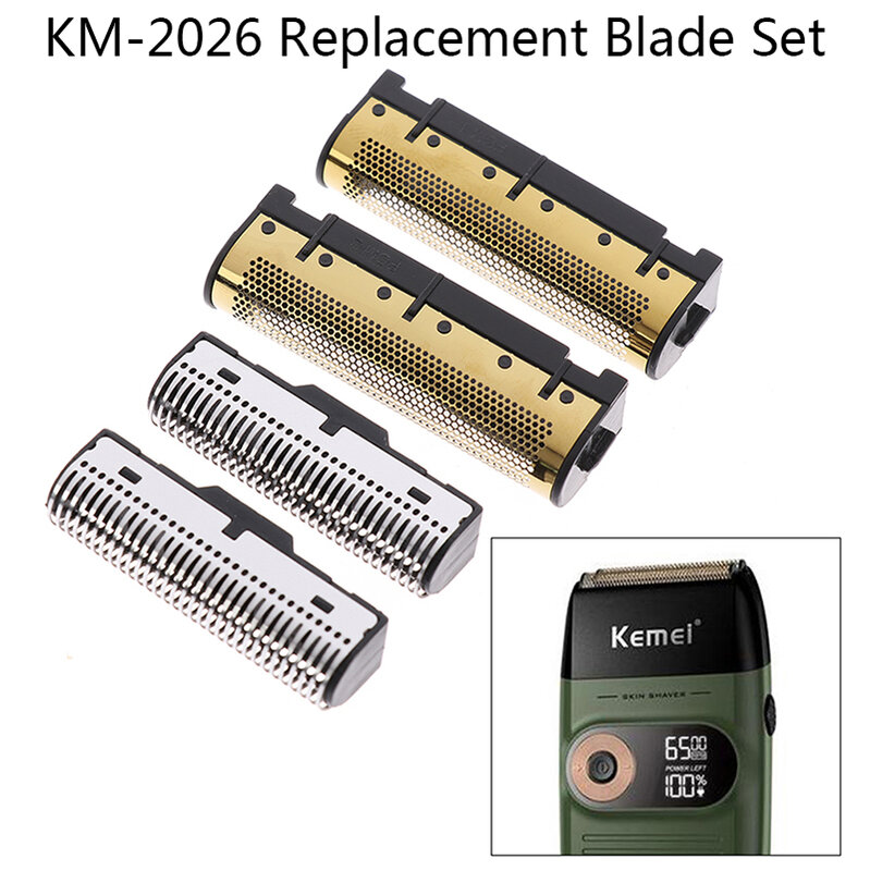4 buah pisau pengganti untuk Kemei Km-2026 Set pisau untuk pemangkas rambut pemotong tukang cukur kepala pisau cukur jenggot bagian pencukur