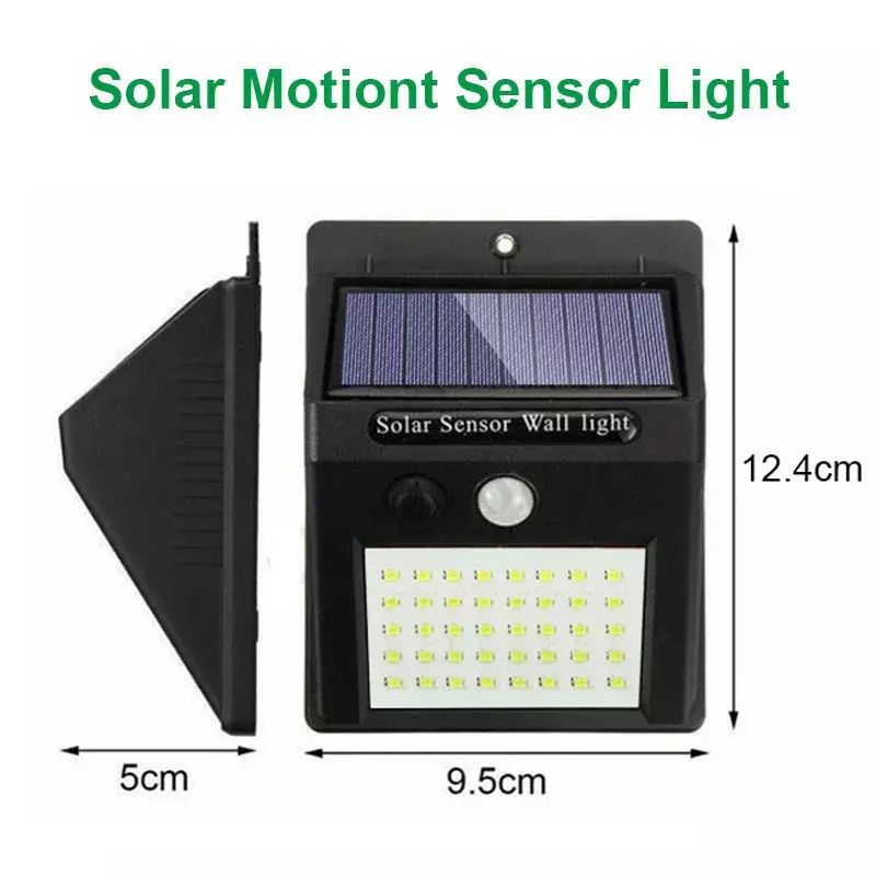 Luz Solar LED con Sensor de movimiento para exteriores, lámpara impermeable de seguridad para pared de calle y jardín, 3 modos, 20/30/100 LED