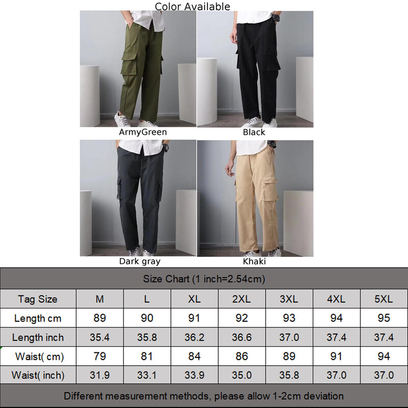 Pantalones informales para hombre, pantalón de cintura media sin elasticidad, poliéster, Color sólido, a estrenar, moda cómoda
