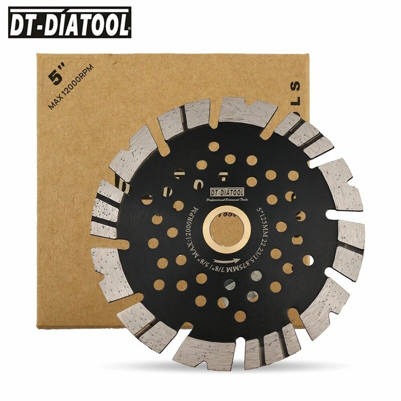 DT-Diatool-Multi-Hole Dry Saw Blades Cutting Discs for Granite Concrete Masonry, Hot Pressed V-Tooth Corrugated, 1Pc, 125mm