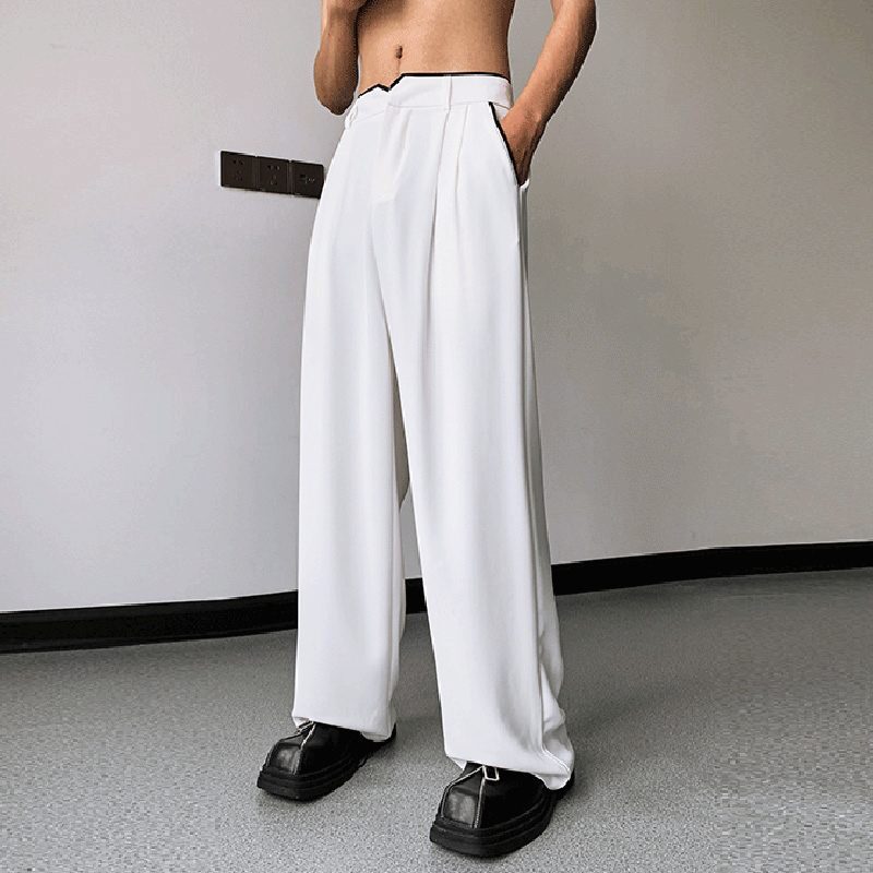 INCERUN-Pantalones largos de pierna ancha para hombre, pantalón informal, drapeado, estilo coreano, moda urbana, S-5XL, 2024
