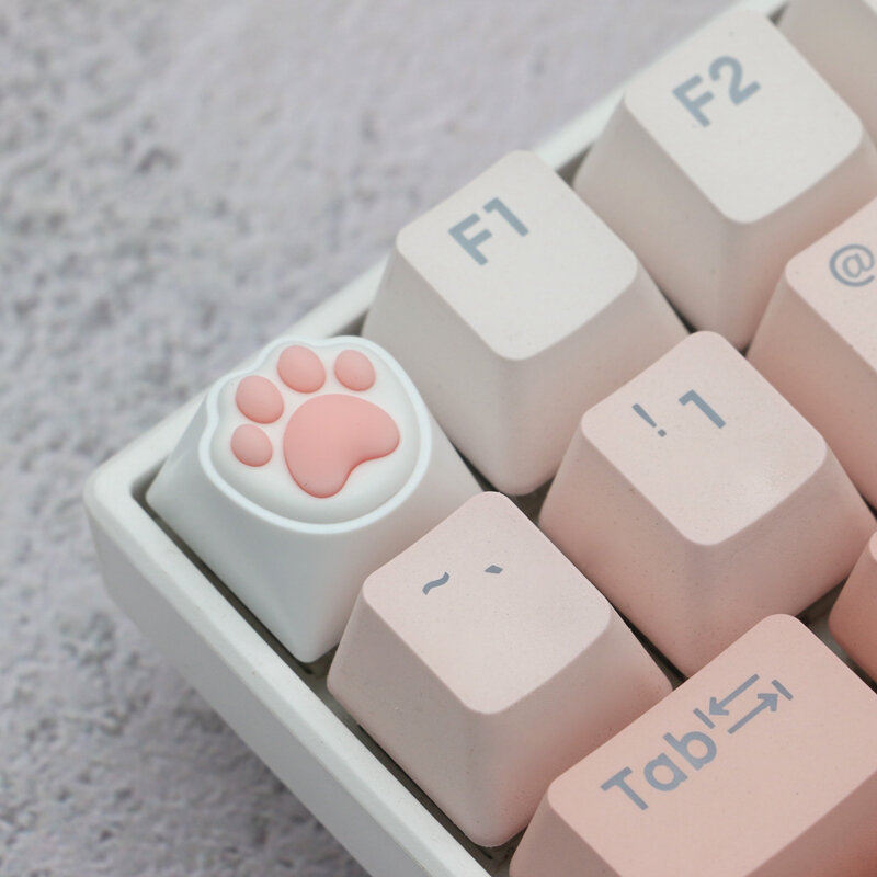 ZIFRIEND Cute Cat Paw Keycaps For Mechanical Keyboard Cherry MX Switch DIY Custom Key Cap Soft ABS Keycup Artisan Pink Color 60%