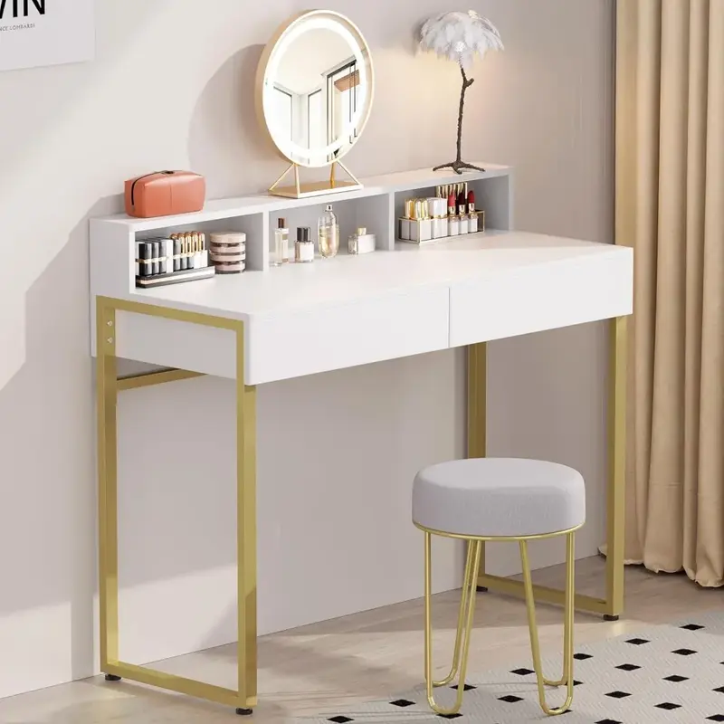 Столик для туалетного столика, маленький белый столик для дома и офиса, современный компьютерный письменный стол для макияжа, туалетный столик для спальни