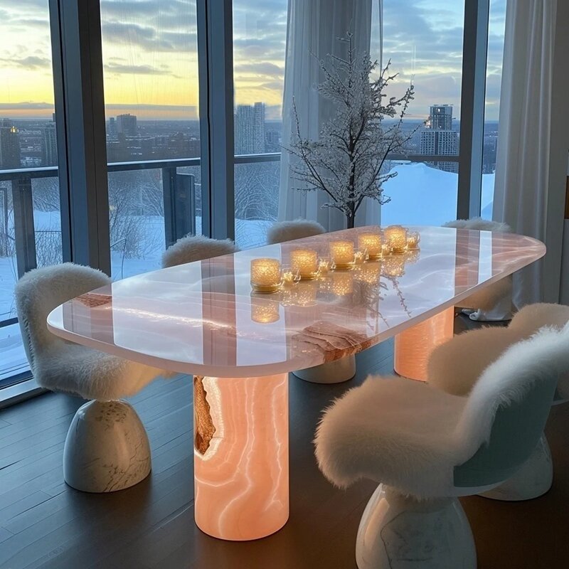 Jade natural quadrado mesa de jantar, mármore simples moderno, branco, oval, branco