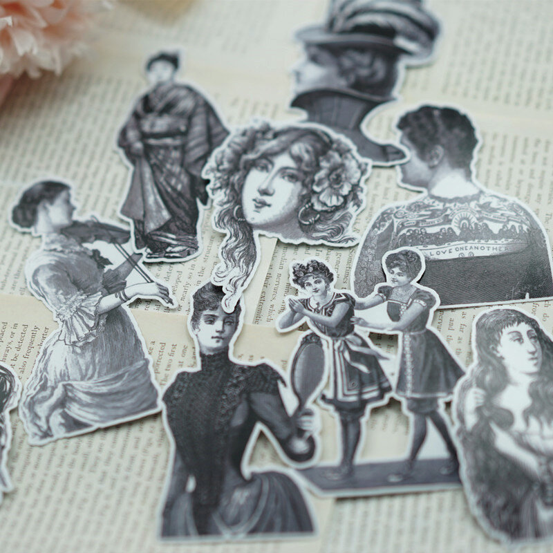 9PCS Vintage Lady Stickers Crafts And Scrapbooking stickers book Student label Decorative sticker DIY Stationery