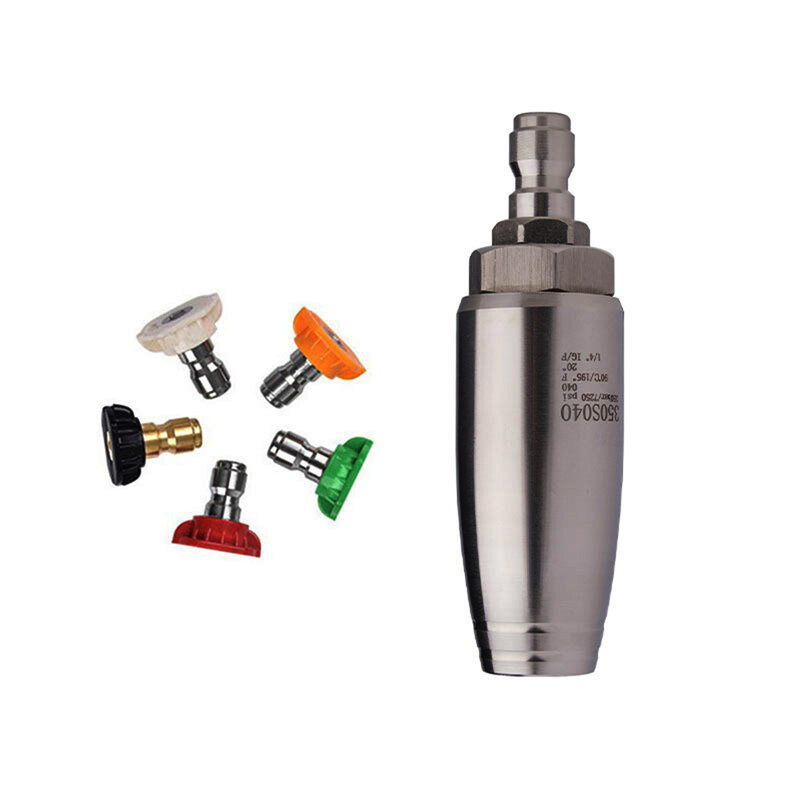 Stainless steel rotary nozzle for pressure cleaning machine with 1/4 quick connect 5 nozzle heads and 4000 PSI bracket