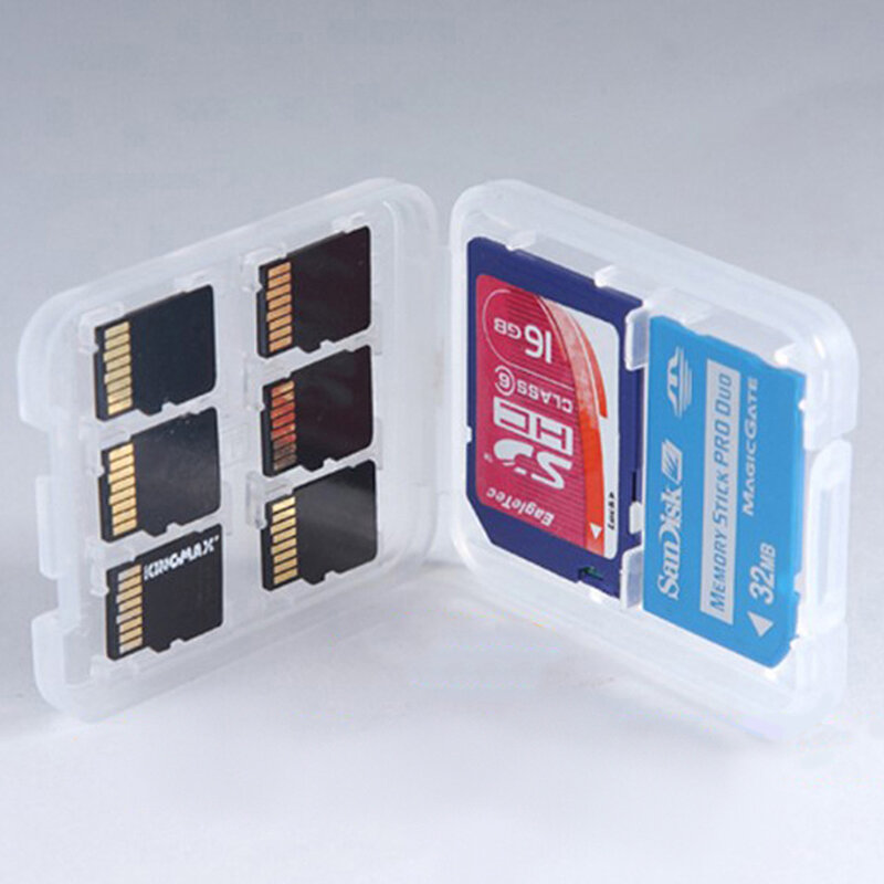حافظة تخزين بطاقات الذاكرة الشفافة ، حامل واقي ، صندوق مايكرو SD ، SDHC ، TF ، MS ، صناديق بلاستيكية ، 1 قطعة