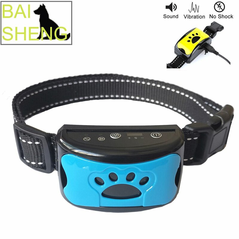 犬用の吠え防止装置,USB充電付きの電気トレーニングカラー
