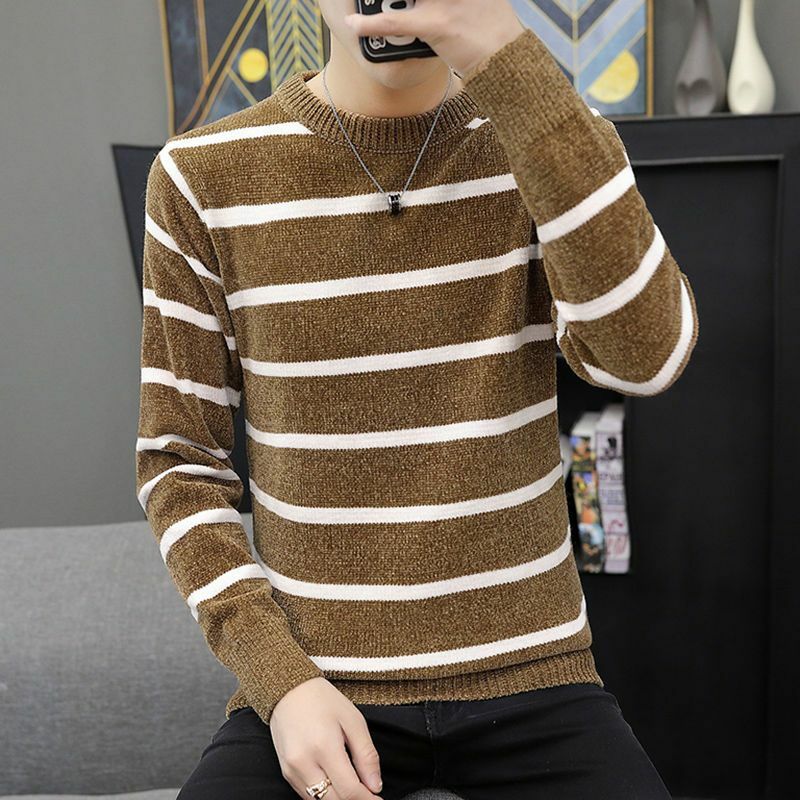 Stylish O-Neck Knitted Spliced Loose Striped Sweater Men's Clothing 2022 Autumn New All-match Casual Pullovers Korean Warm Tops