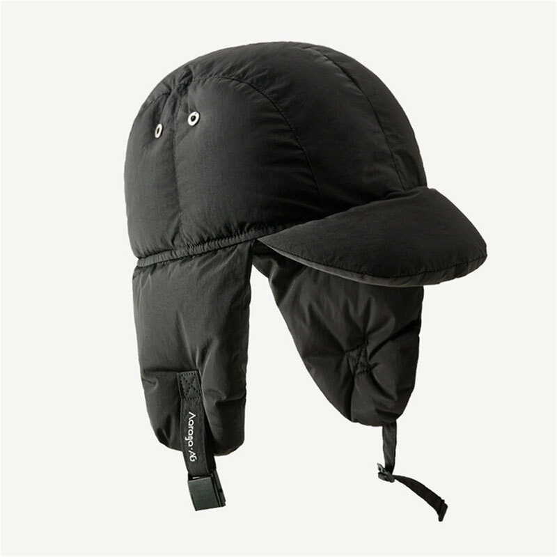 남녀공용 한국 패션 겨울 다운 모자, 두꺼운 따뜻한 비니 모자, 귀 보호 비행 모자, 야외 라이딩 스키 봄버 모자
