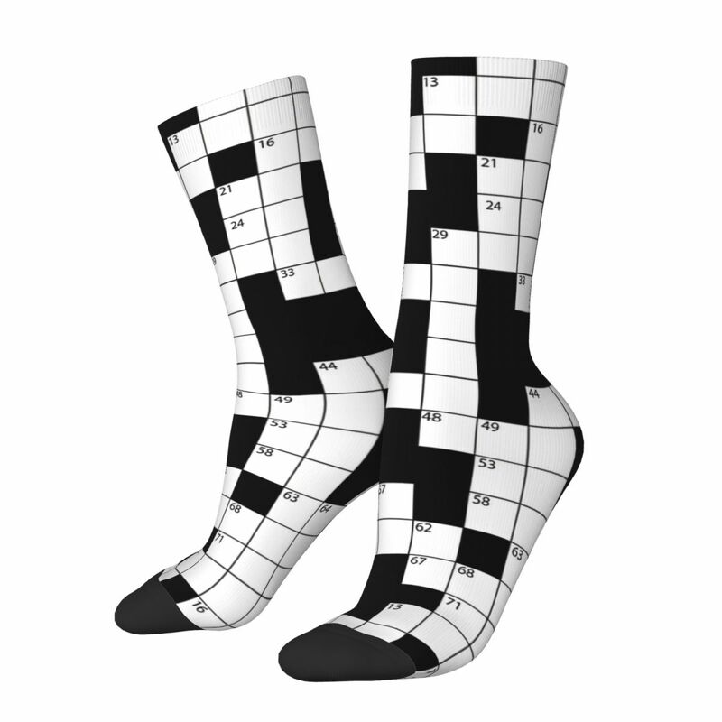 Puzzle de mots croisés pour adultes, chaussettes unisexes, chaussettes pour hommes et femmes