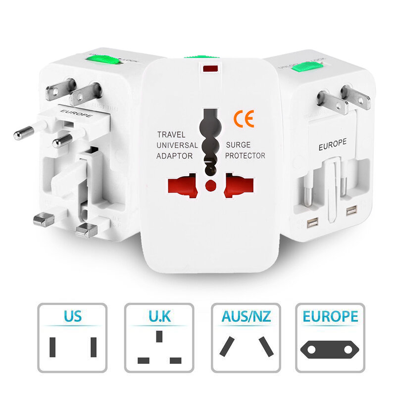 Adaptor steker pengisi daya Travel Universal US UK EU Converter Socket World Travel Power Charger Adapt 110-250V 3-10A