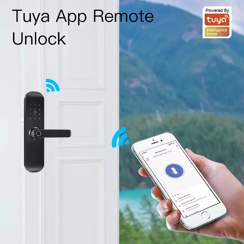 MOES-Tuya Smart Door Lock with Wi-Fi, desbloqueio múltiplo, bloqueio de impressão digital, senha do aplicativo, RFID, alimentado por bateria